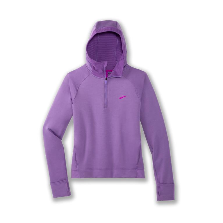 Brooks Women's Notch Thermal Fleece Running Hoodie - Heliotrope/MediumPurple (WQIR50134)